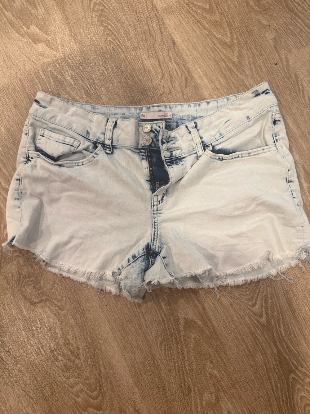 SO Light Blue Distressed Denim Cutoff Shorts